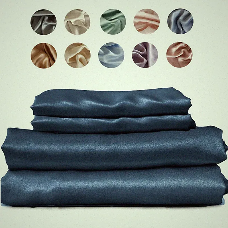 100% Silk Luxury Mulberry Silk Bedding Sets Fitted Sheet Flat Sheet Pillowcases