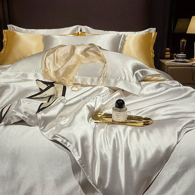 4pcs True 100% Mulberry Silk Bedding Set Duvet Cover/flat Bed Sheet Pillowcase