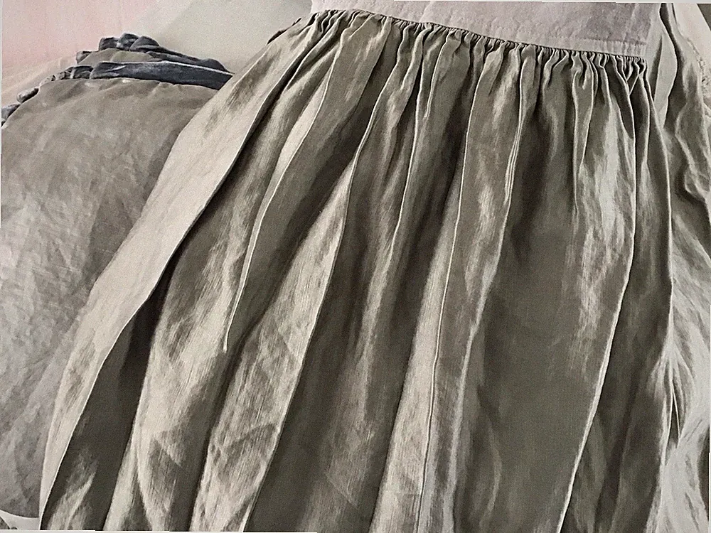 Bella Notte Linens Dust ruffle bed skirt Paloma Silk Mineral 3 panel NEW $1200