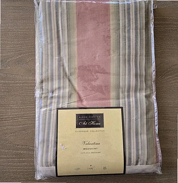 Bloomingdale At Home Valantina 100% Silk King Bedskirt Dust Ruffle-Read