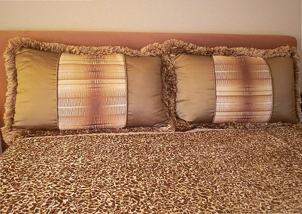 Custom Made Silk King Size Pillow Shams Golden Beige Zip Closure Set of 2 New