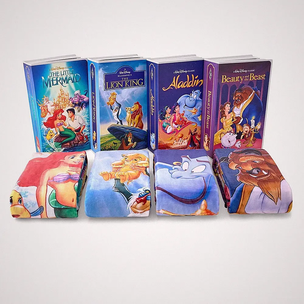 Disney Classic VHS Boxed Silk Touch Throw 50" × 70" COMPLETE SET OF 4!