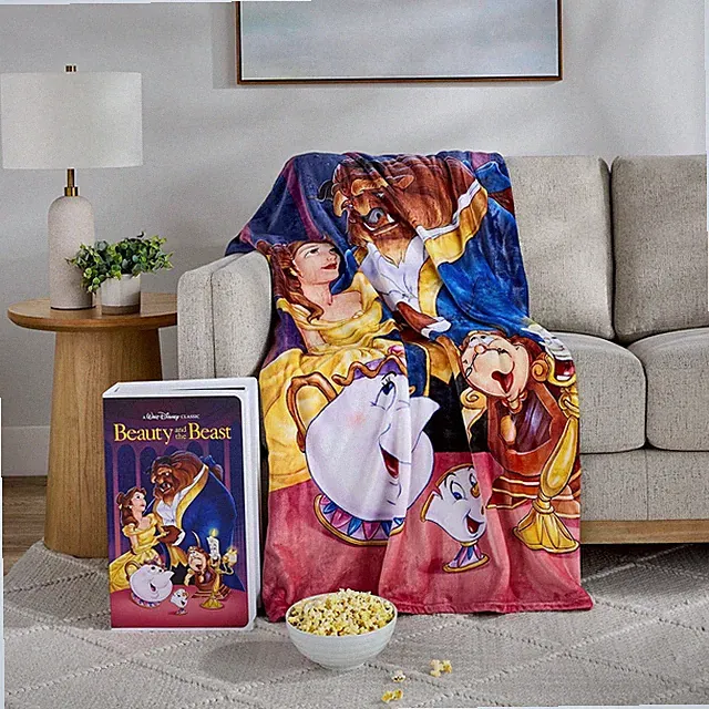 Disney Classic VHS Boxed Silk Touch Throw Blanket 50" × 70" Beauty and The Beast