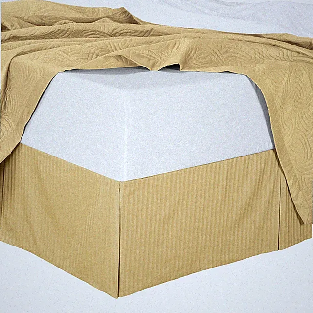 Full Size Silk Damask Stripe Elegant Bed Skirt with 14" Drop 100% Microfiber