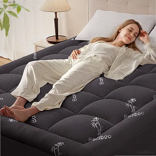 Memory Foam Mattress Topper King for Back Pain, Rayon Derived from Bamboo Pil...