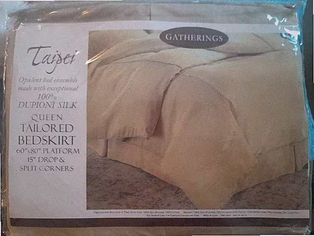 New Gatherings Taipei 100% Dupioni Silk Queen Bedskirt 60"x80" Pale Green