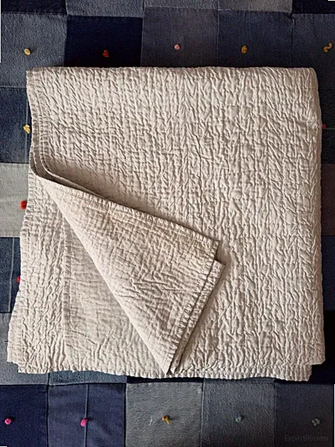 Retired Eileen Fisher 100% Silk 86x88 Quilt Coverlet Light Blue Japandi Coastal
