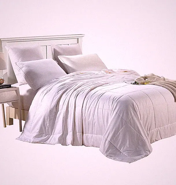 Silk Comforter for All Season with Cotton Shell,White Silk Duvet Filled Queen