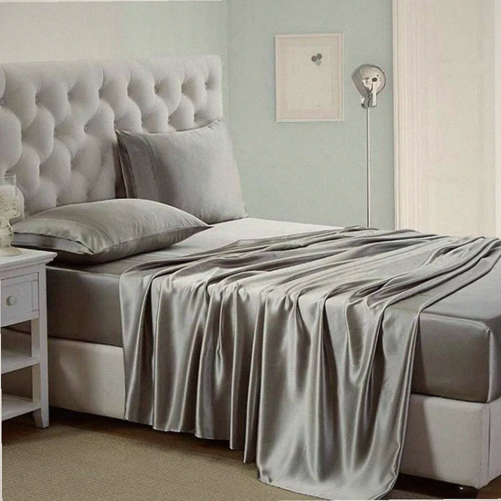 Silk Satin Sheets, Queen Size Satin Bed Sheet Set with Deep Pockets, Cooling