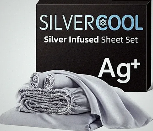 Silver Infused Silk Cooling Bed Sheets-Hypoallergenic Queen Set