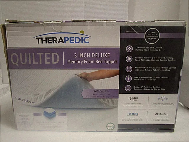 THERAPEDIC Quilted Memory Foam Mattress Topper 3 INCH Twin Cooling WORN BOX NEW