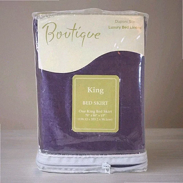 Vintage Boutique Silk Dupioni Bed Skirt King Purple 78x80x15" ~LN
