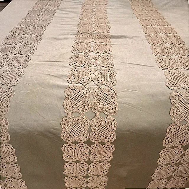 Vintage celadon satin green silk lace bedcover bed spread bedspread full queen