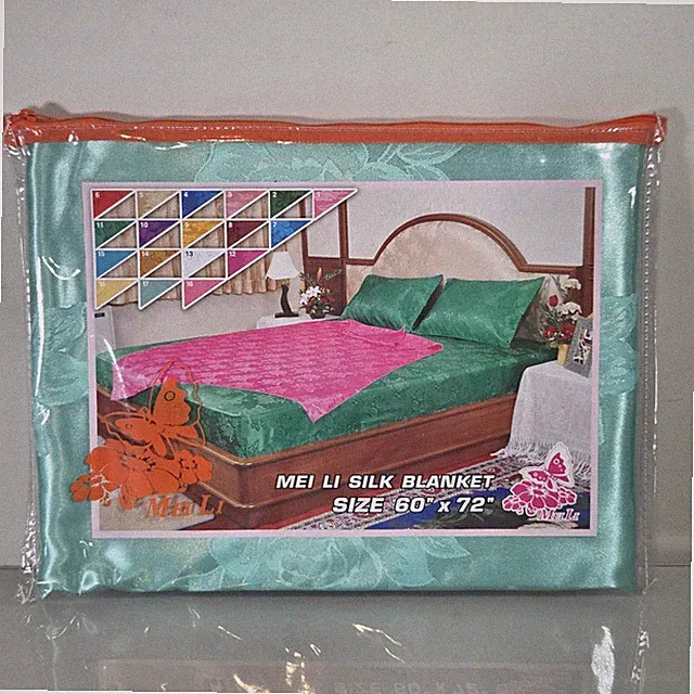 Vintage Mei Li Silk Blanket 60" X 72" Floral Turquoise Bedspread New in Package
